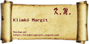 Klimkó Margit névjegykártya